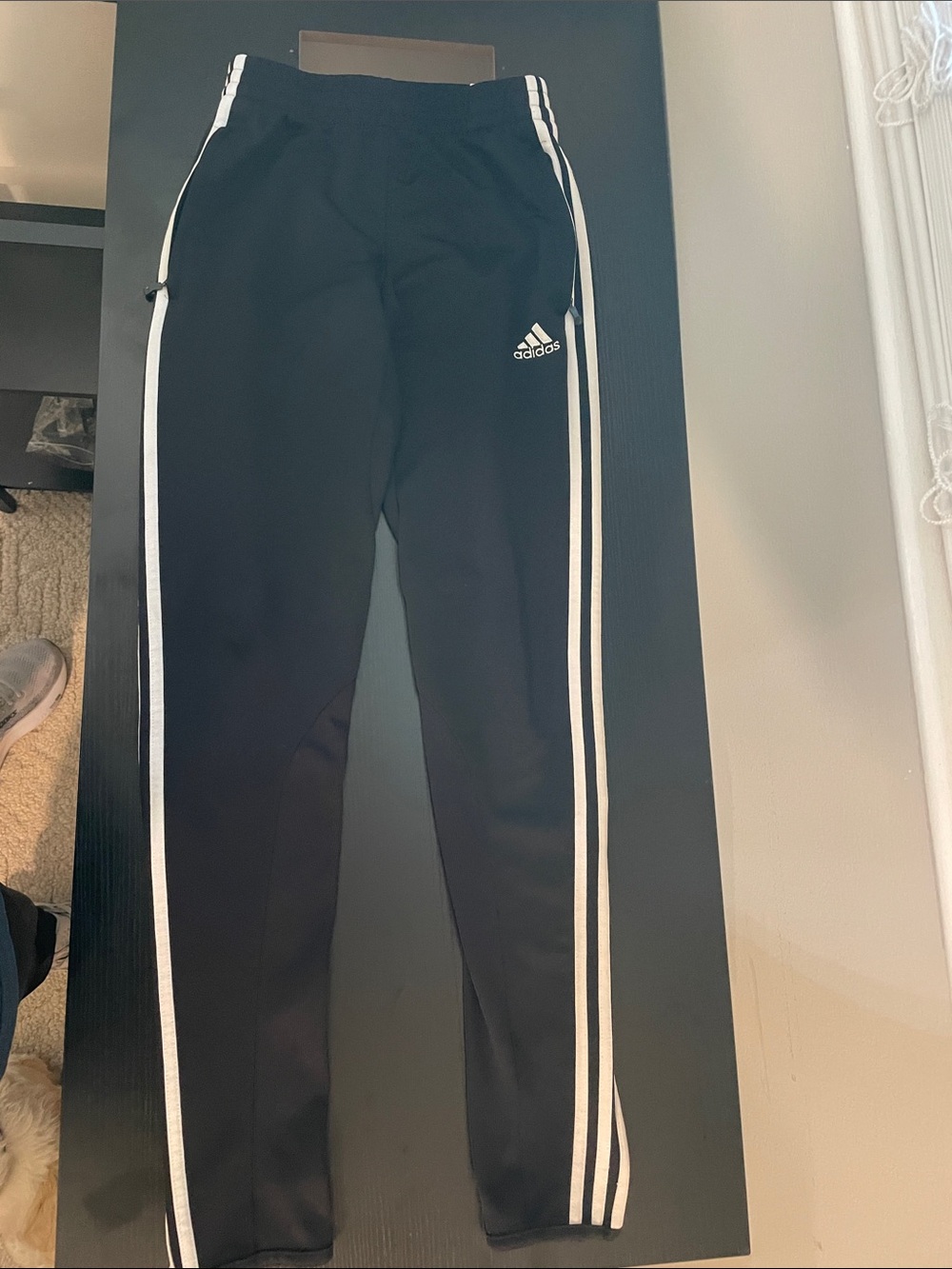 adidas Black Jogger Pants with White Side Stripes